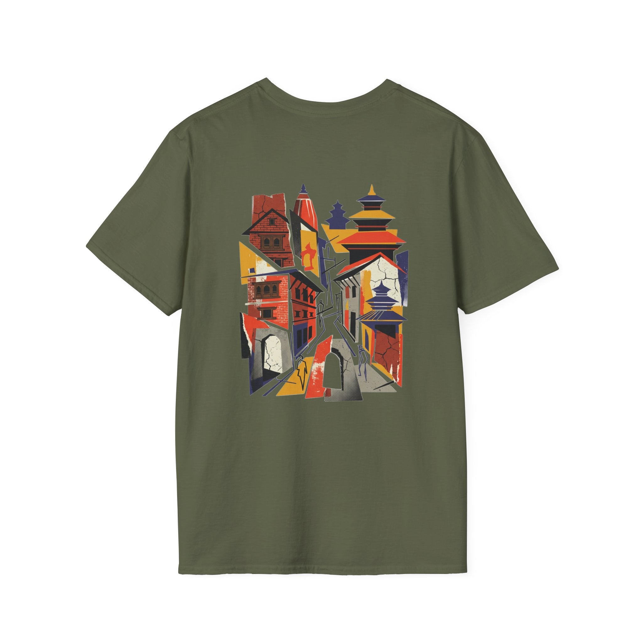 Nepal Street Scene T-Shirt — Colorful Kathmandu Illustration Tee
