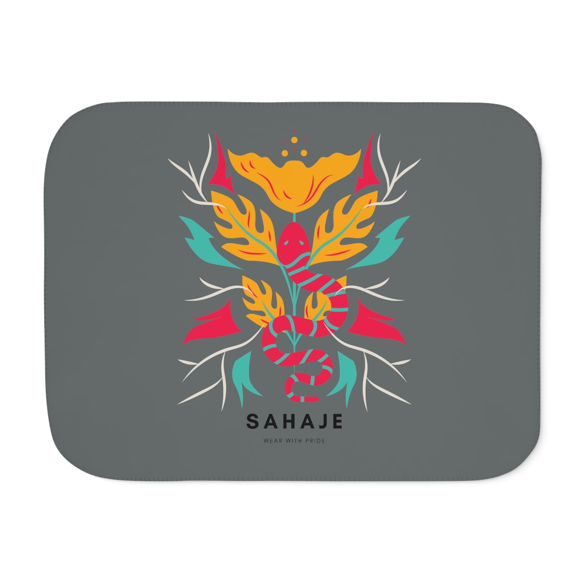 Sahaje Floral Snake Sherpa Blanket – Cozy Two-Tone Throw