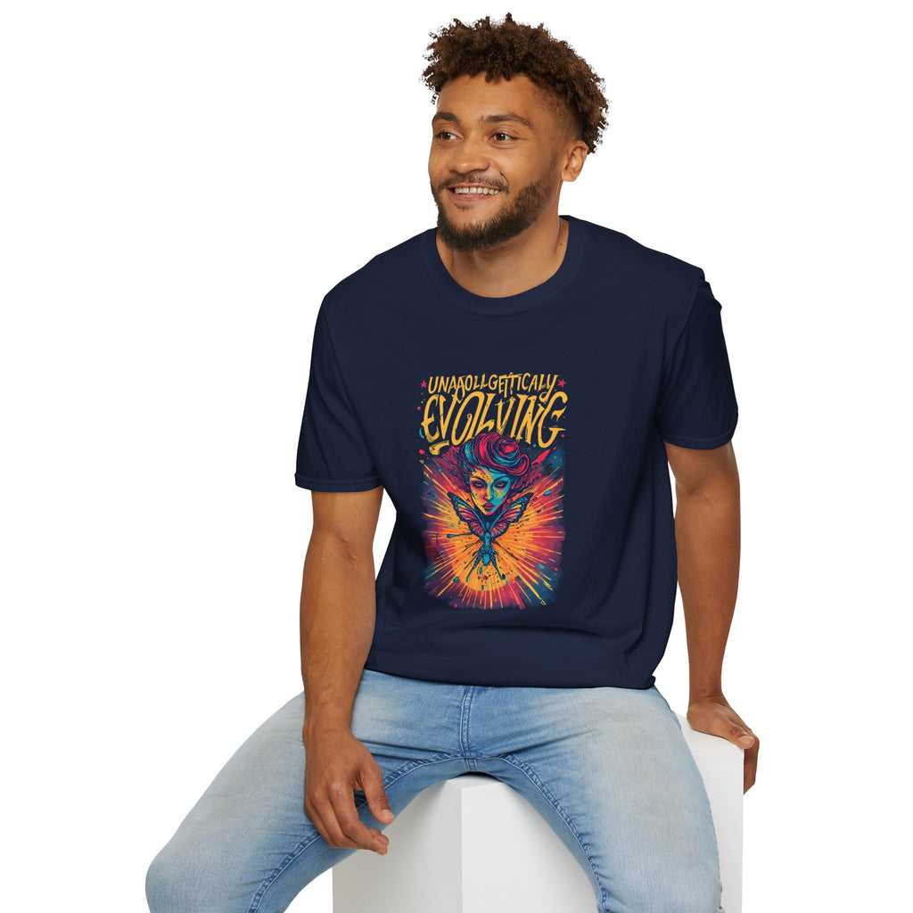 Unapologetically Evolving T-Shirt — Vibrant Butterfly Woman Graphic Tee