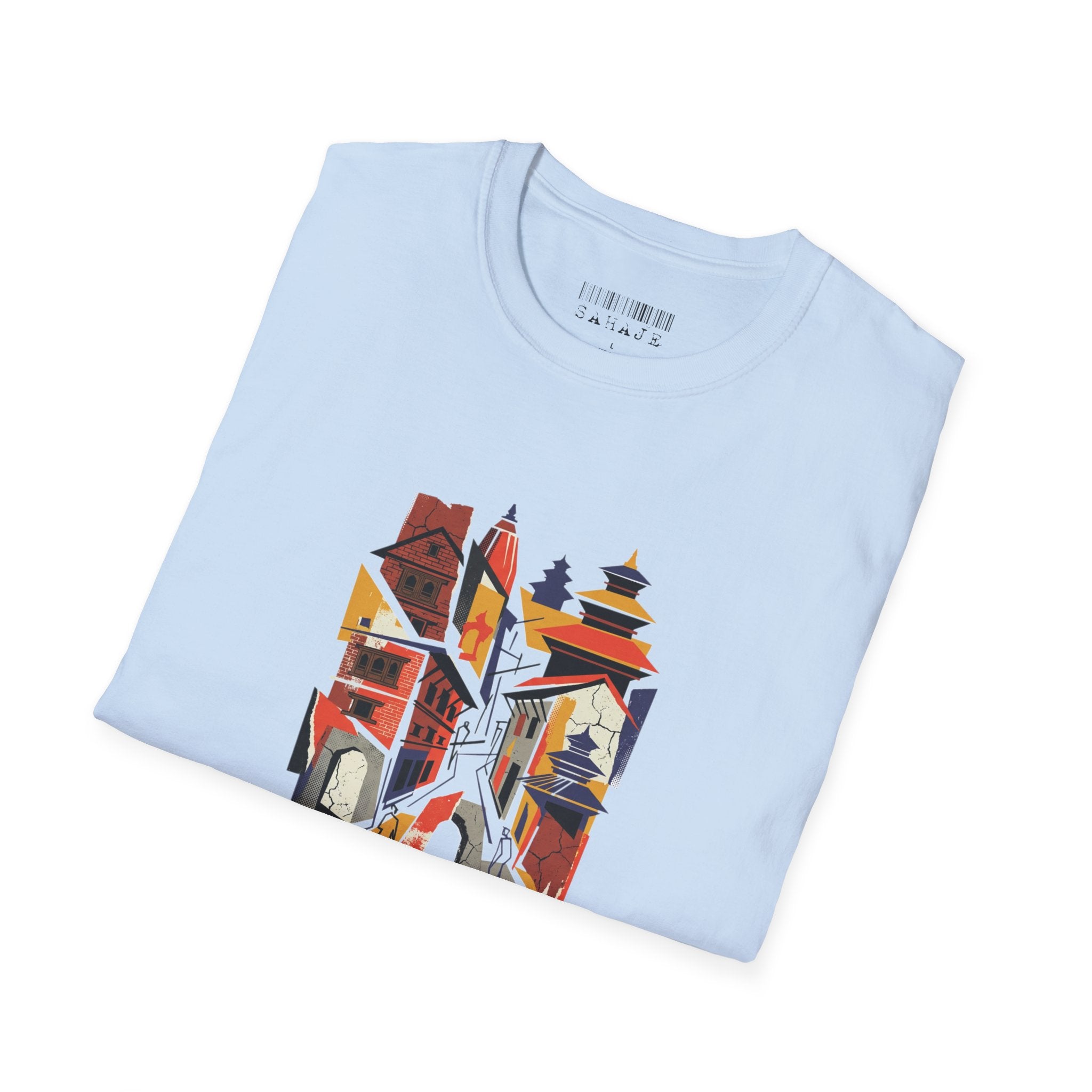 Cityscape Art Tee — Abstract Urban Alley Illustration T-Shirt