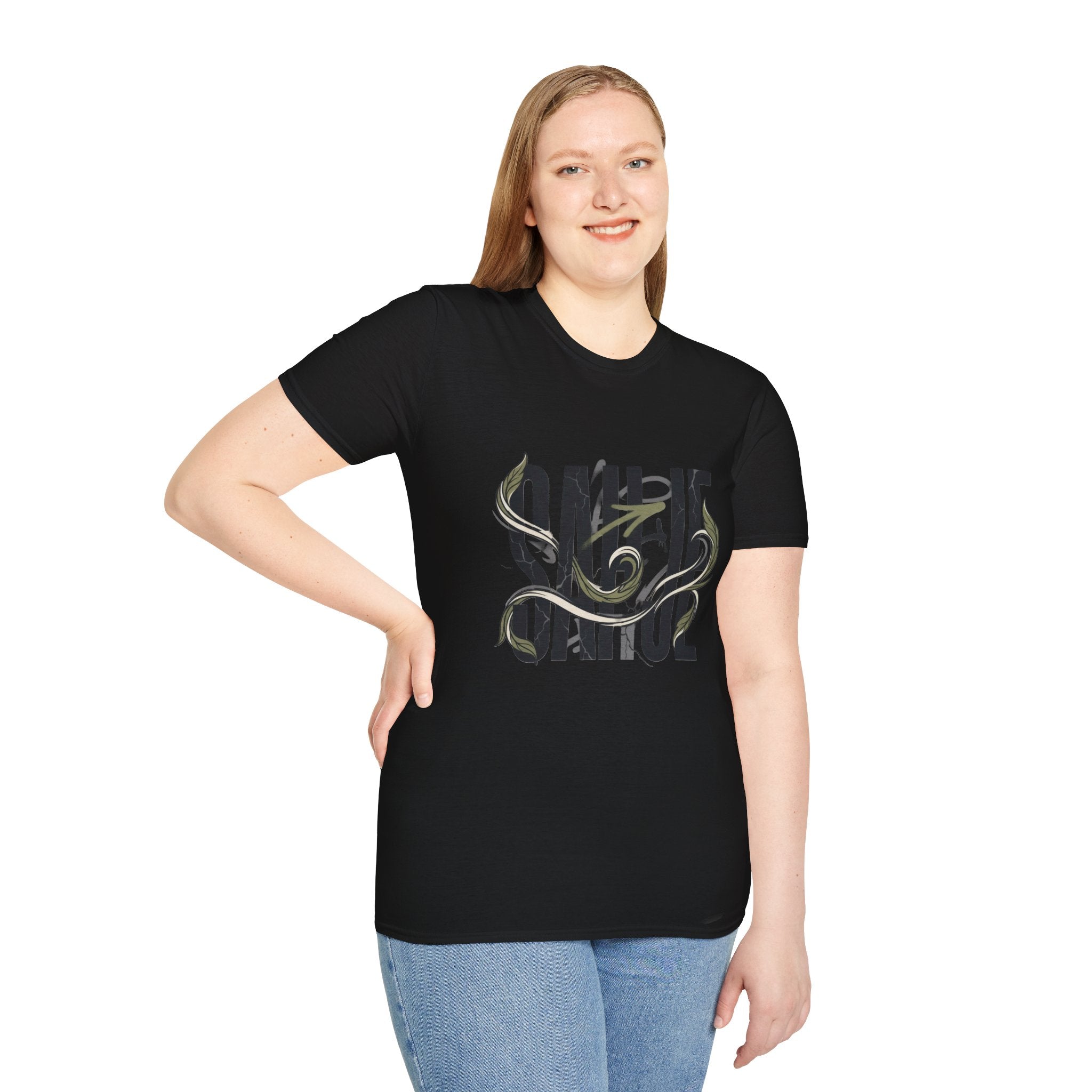 Saurus Graphic T-Shirt — Retro Block Lettering with Snake Illustration