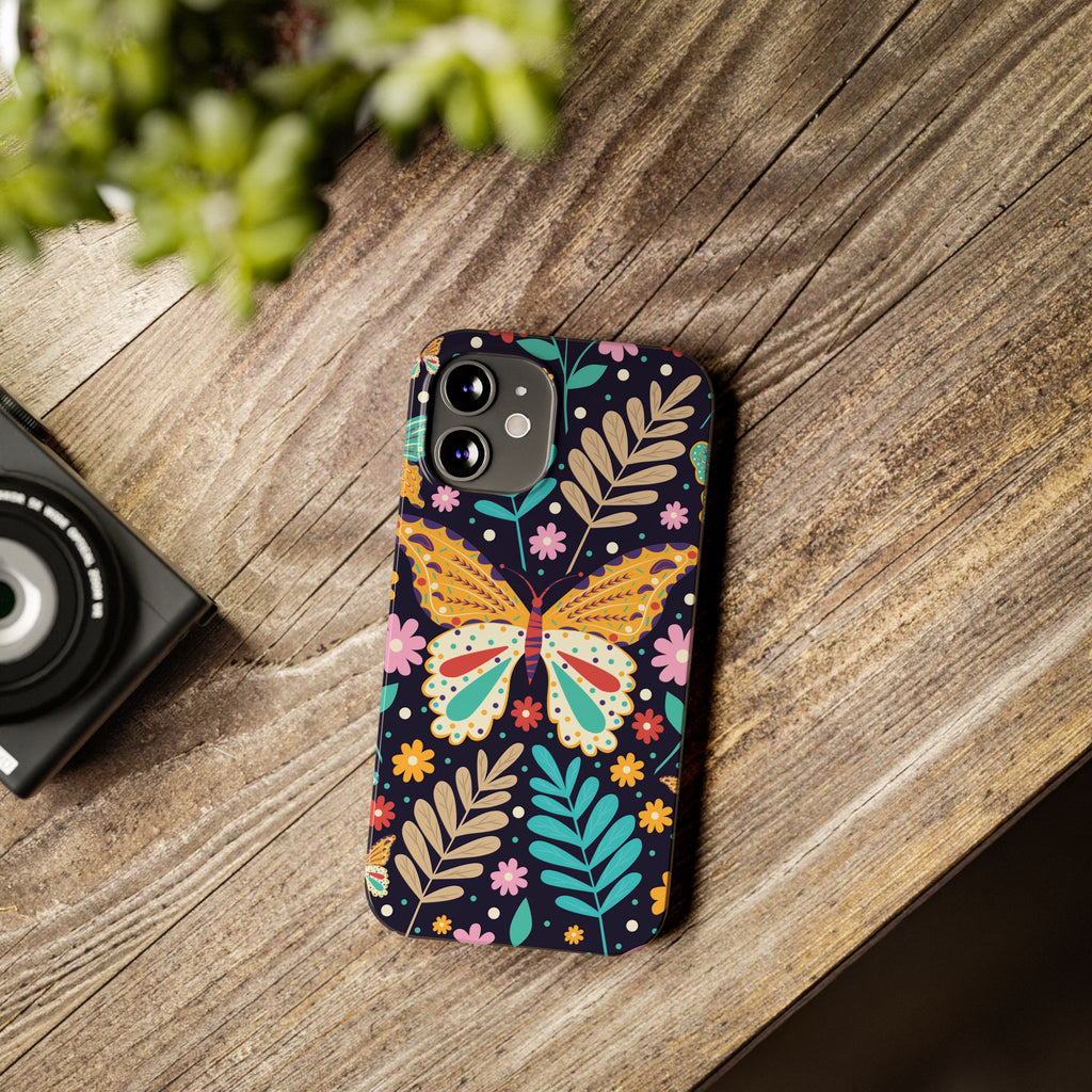 Butterfly Floral Slim Phone Case — Colorful Boho Garden Design
