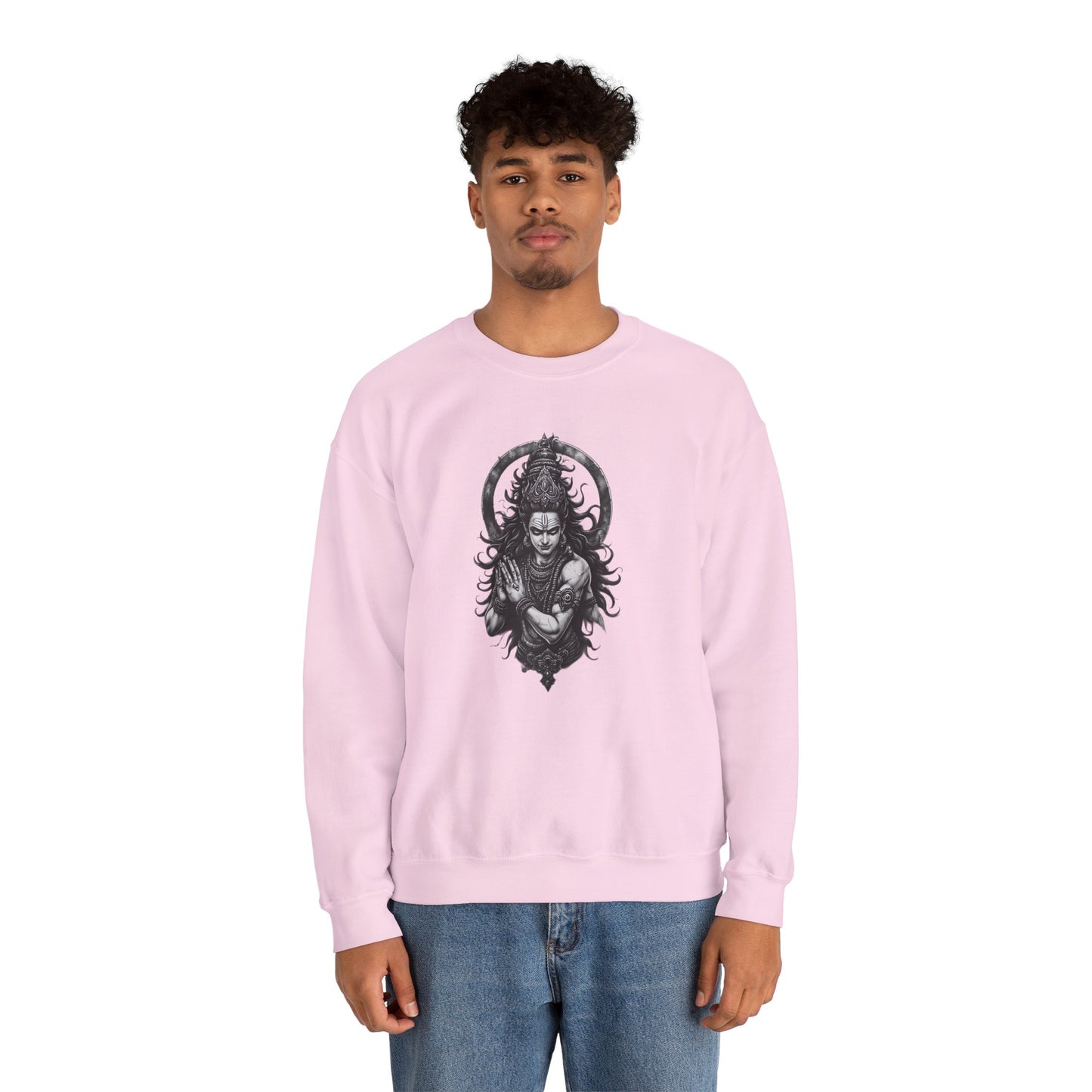 Shiva Meditation Crewneck Sweatshirt — Detailed Shiva Portrait Spiritual Yoga Pullover