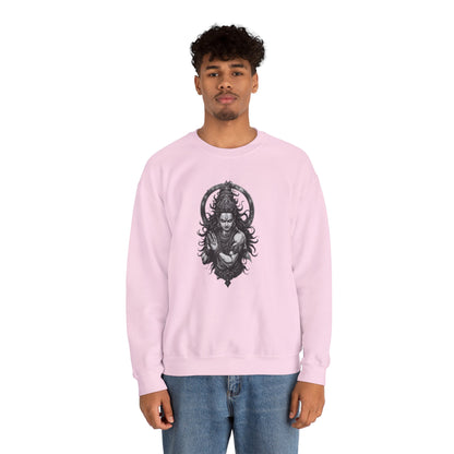 Shiva Meditation Crewneck Sweatshirt — Detailed Shiva Portrait Spiritual Yoga Pullover