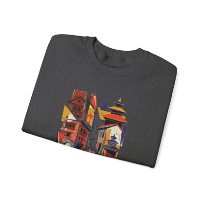 Crewneck Sweatshirt — Abstract Cityscape Graphic (Colorful Architectural Illustration)