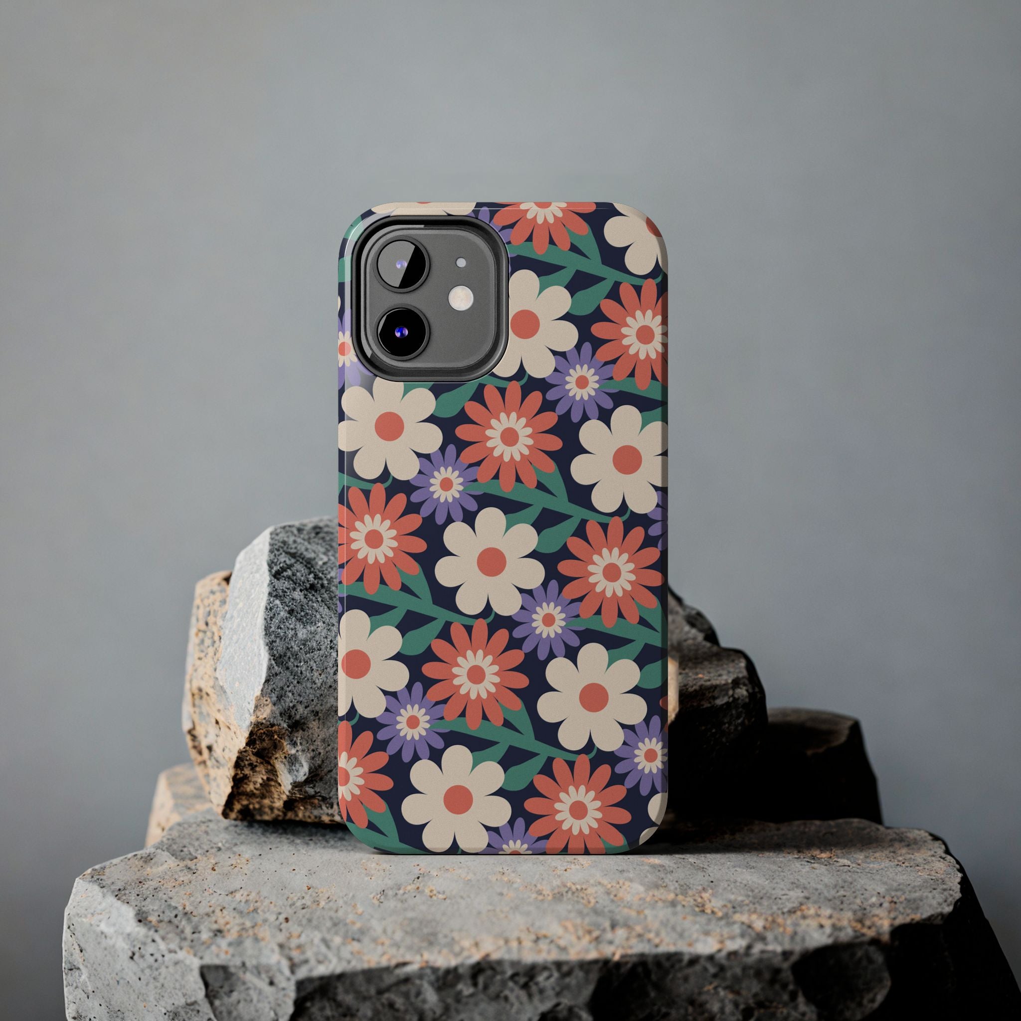 Floral Tough Phone Case — Retro Daisies Protective Phone Cover
