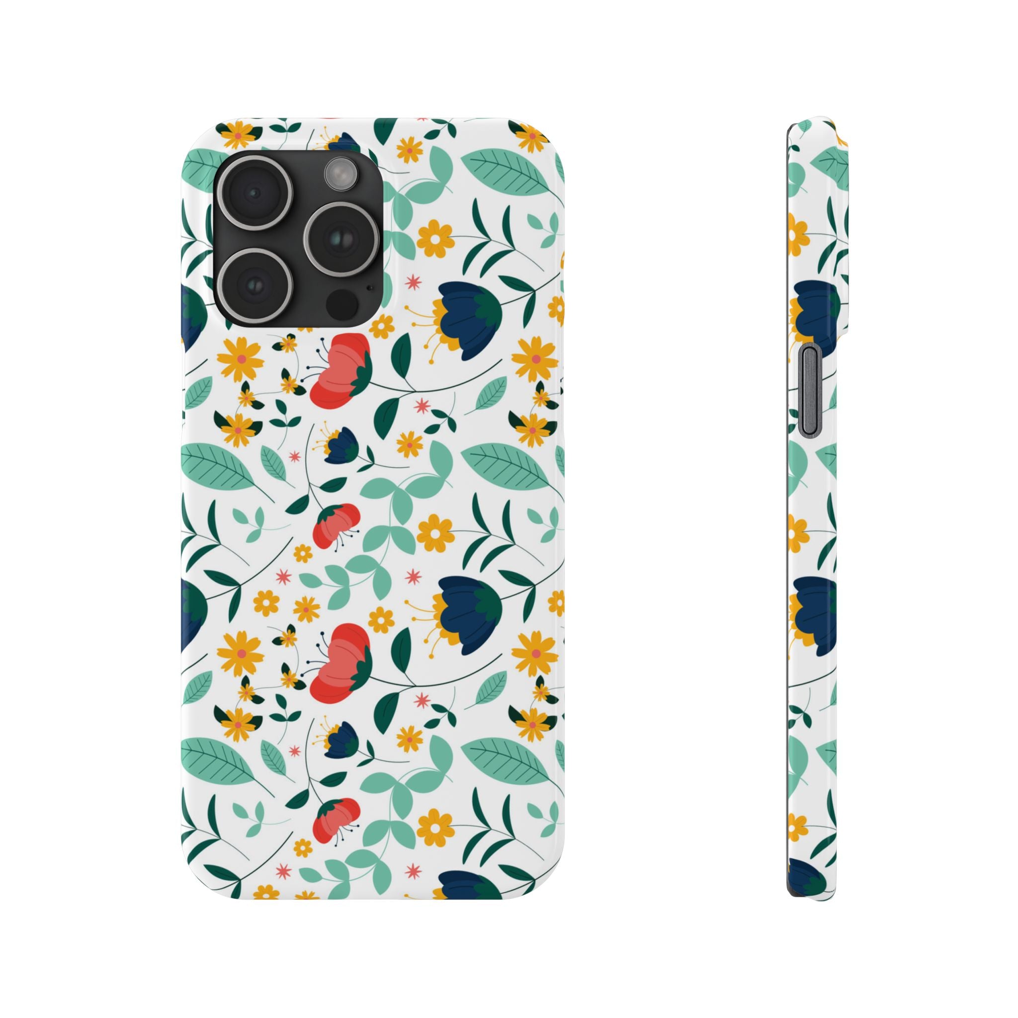 Floral Slim Phone Case — Colorful Folk Flower Pattern