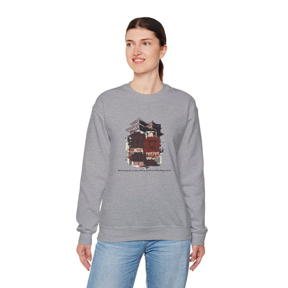 Crewneck Sweatshirt — Cozy Vintage Cabin Illustration with Quote