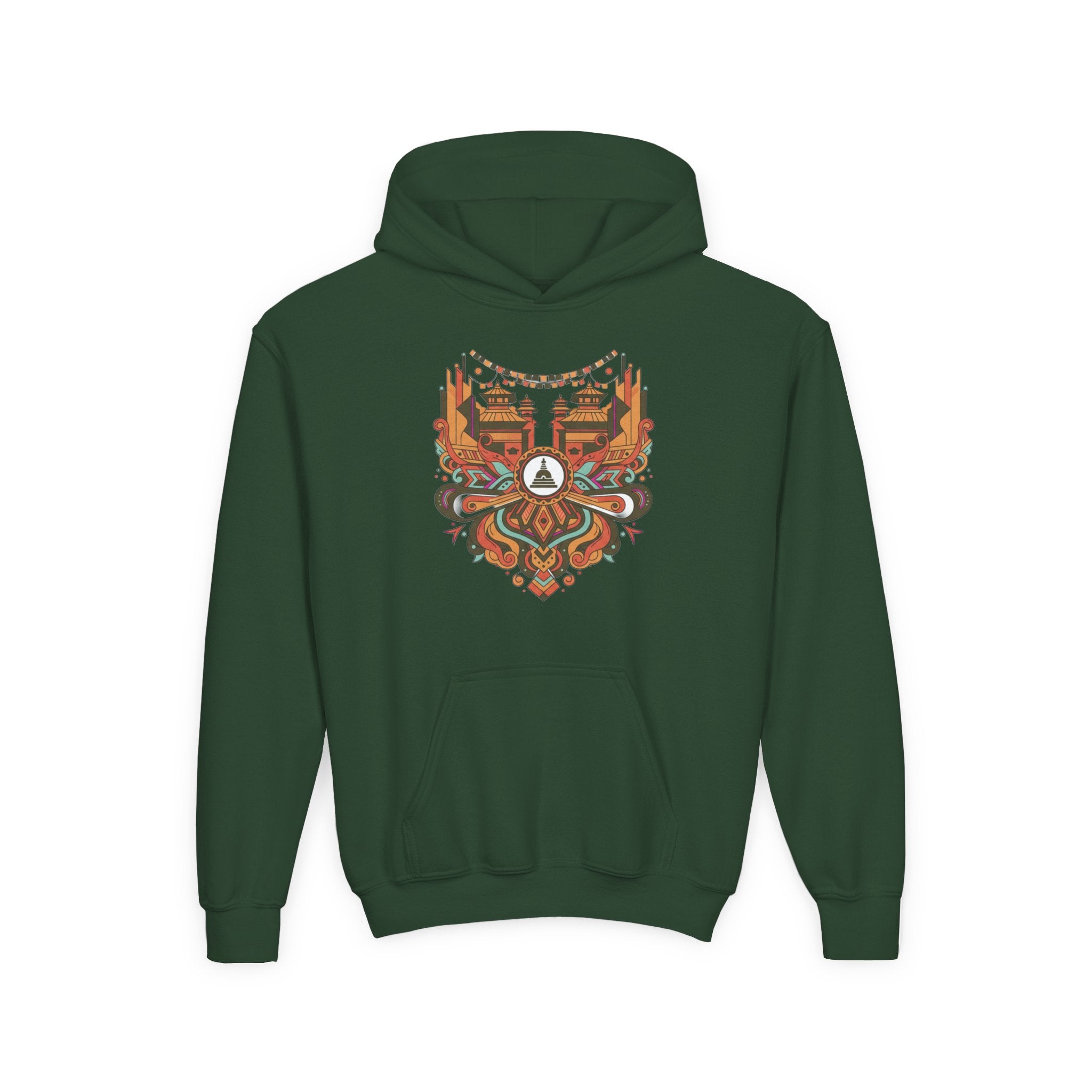Youth Hoodie — Rustic Peace Mandala Graphic