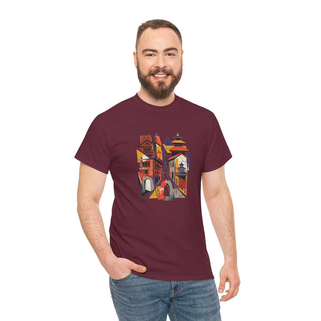 Cityscape Abstract Tee — Colorful Urban Architecture Graphic T‑Shirt