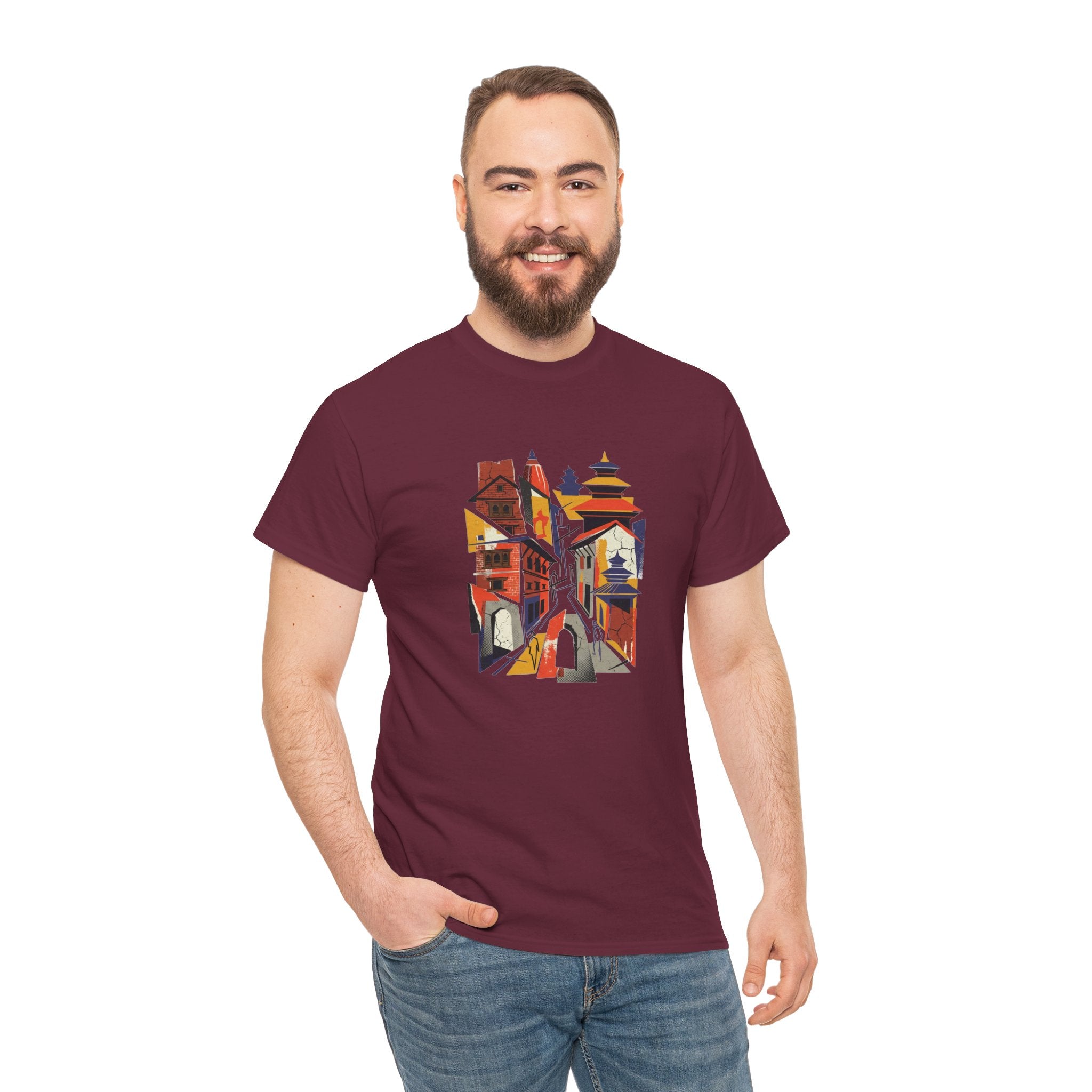 Cityscape Abstract Tee — Colorful Urban Architecture Graphic T‑Shirt