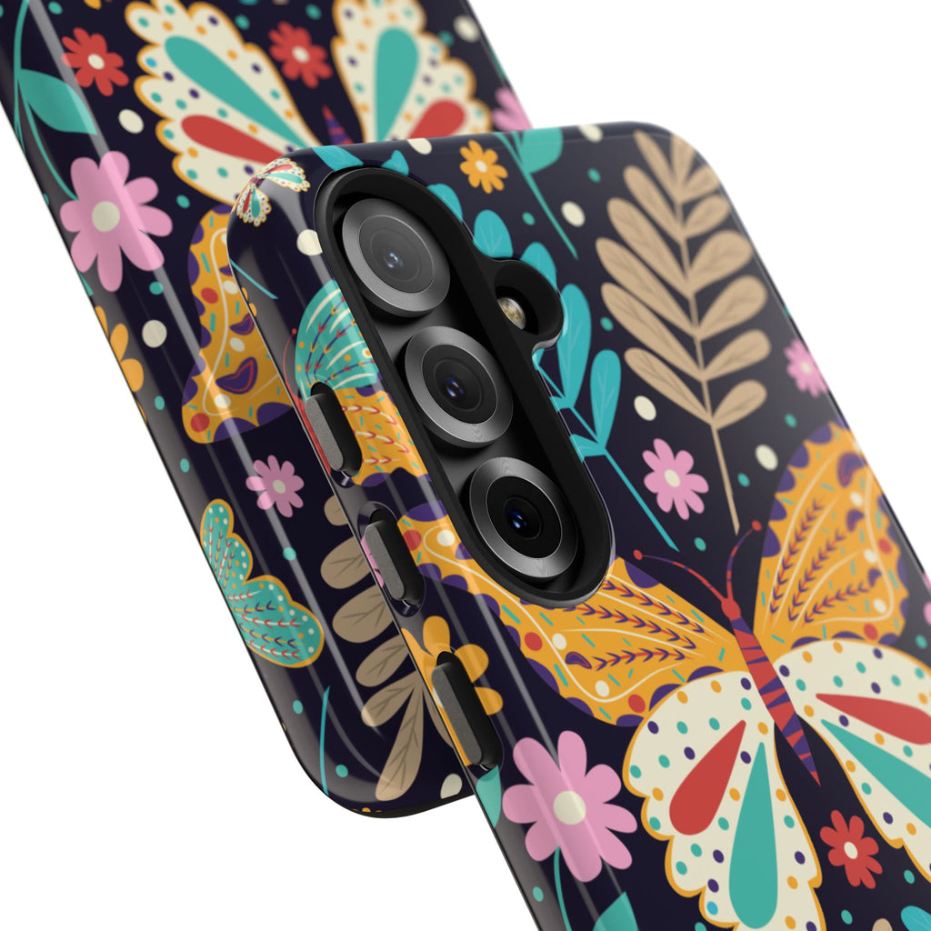 Floral Butterfly Tough Phone Case — Colorful Garden Protective Cover