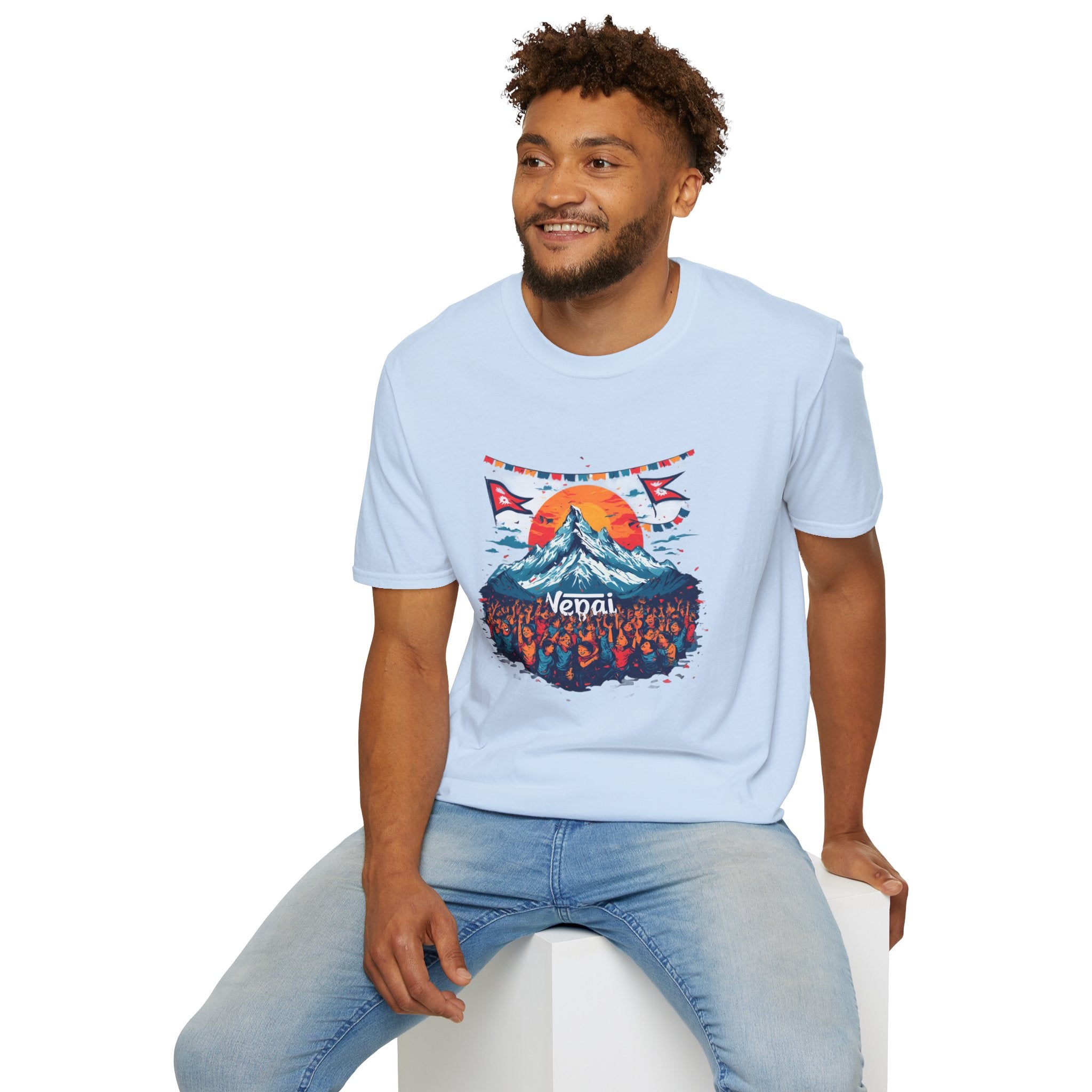 Nepal Mountain Sunrise T-Shirt — Retro Trekking Graphic Tee