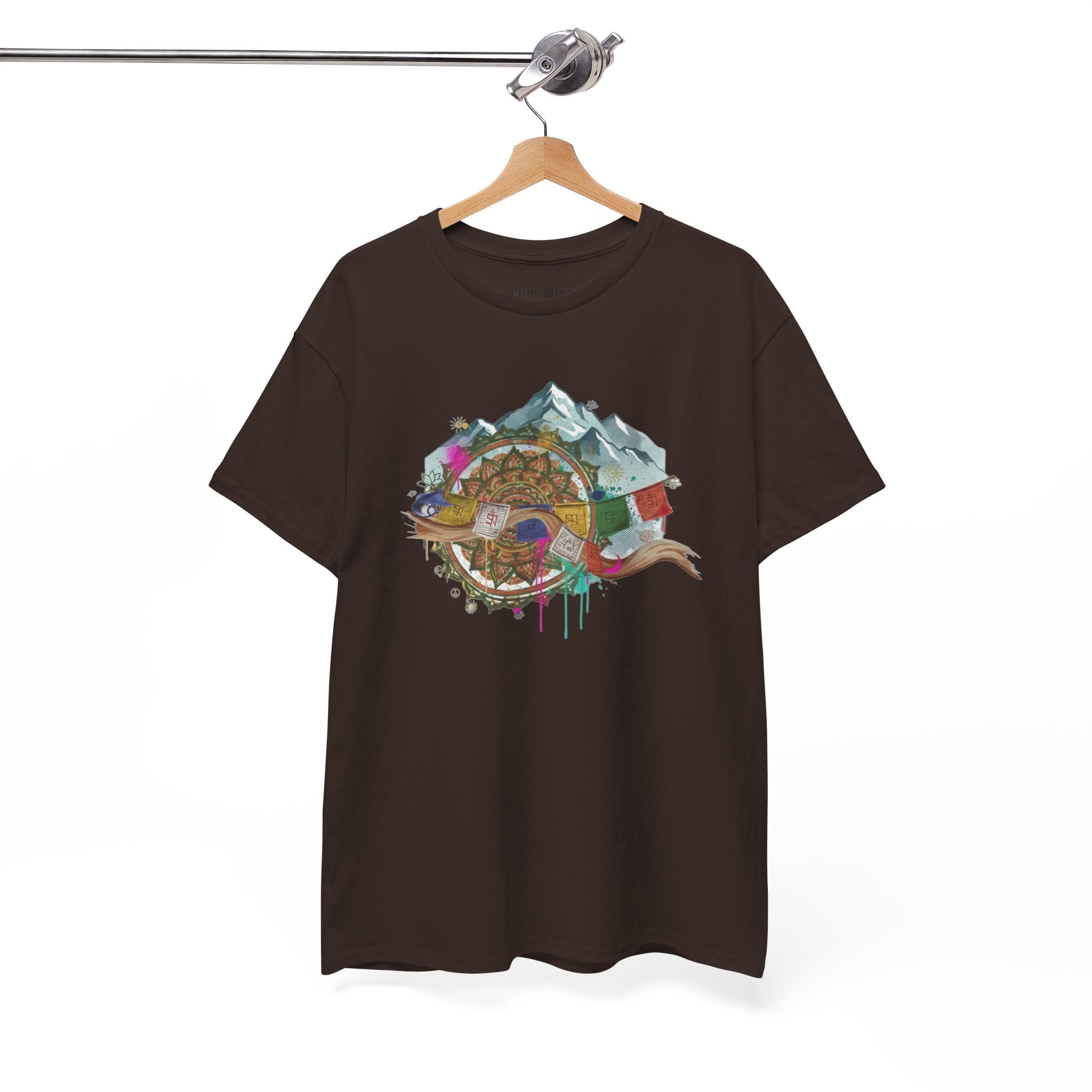 Adventure Compass Graphic Tee — Mountain, Globe & Flag Illustration