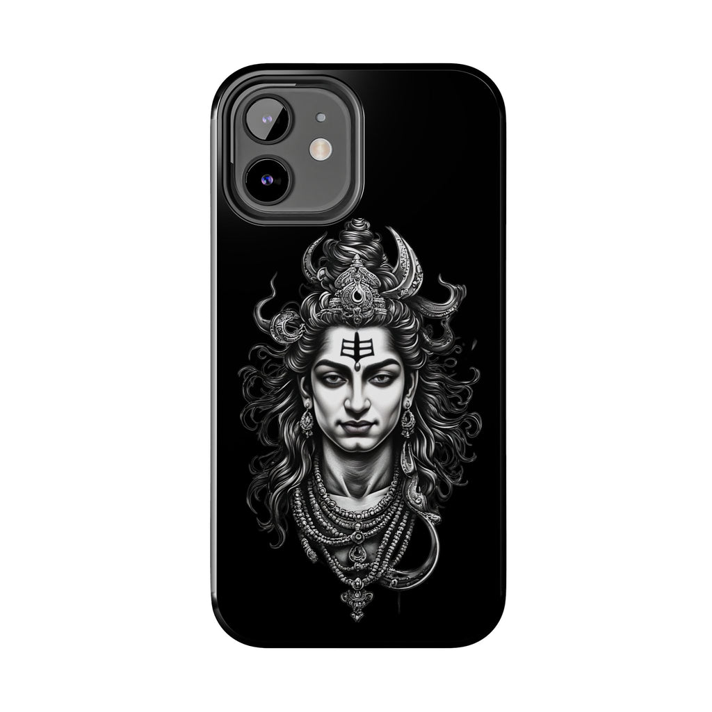 Phone Case — Intricate Lord Shiva Illustration on Black Tough Case