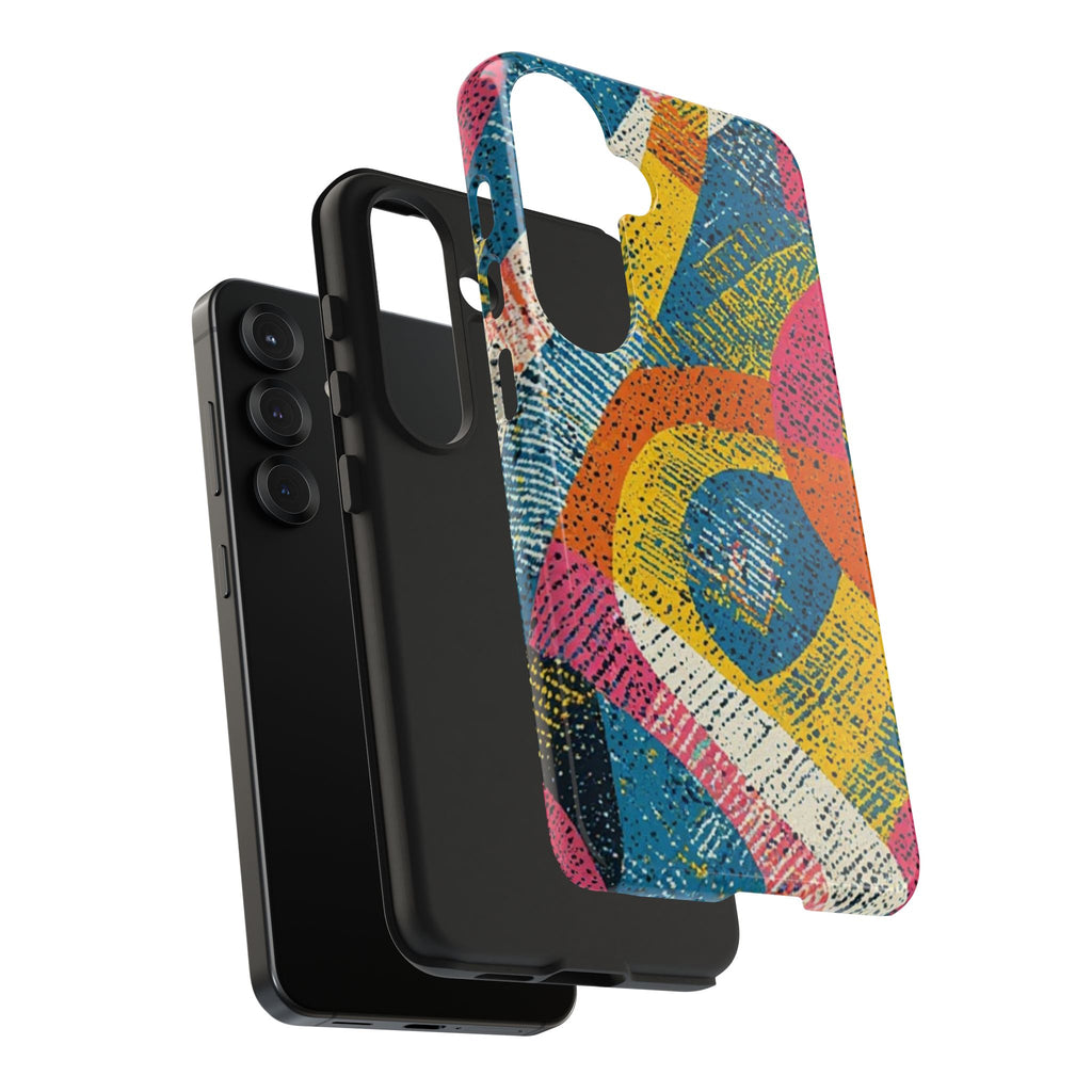 Bold Retro Abstract Tough Phone Case — Colorful Geometric Protective Cover