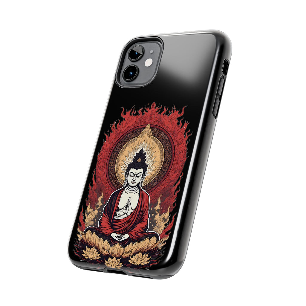 Buddha Meditation Tough Phone Case — Flame Halo Lotus Spiritual Protective Cover