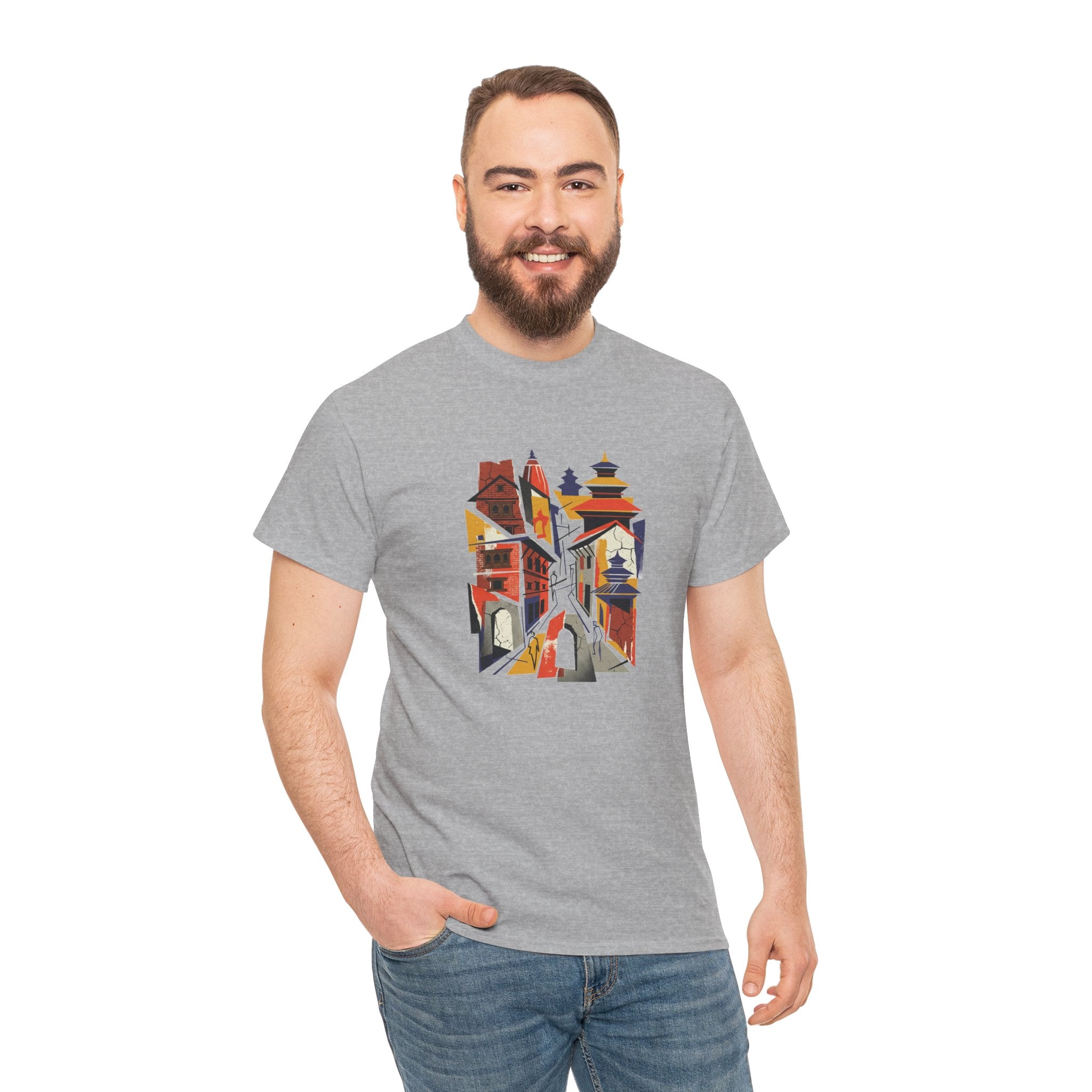 Cityscape Abstract Tee — Colorful Urban Architecture Graphic T‑Shirt