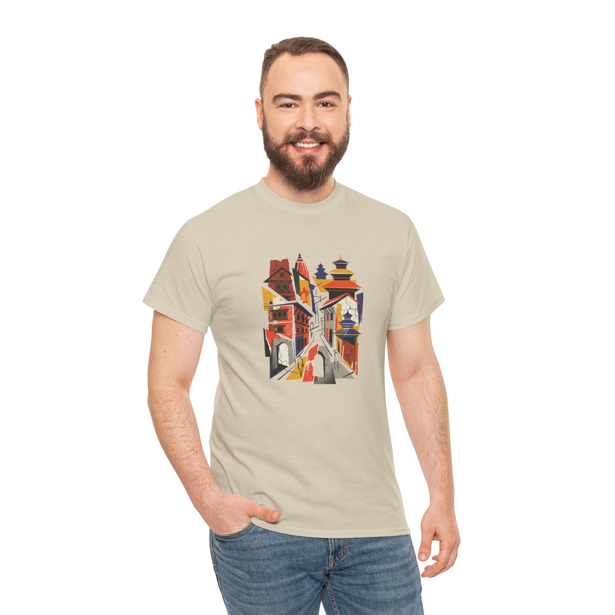 Cityscape Abstract Tee — Colorful Urban Architecture Graphic T‑Shirt