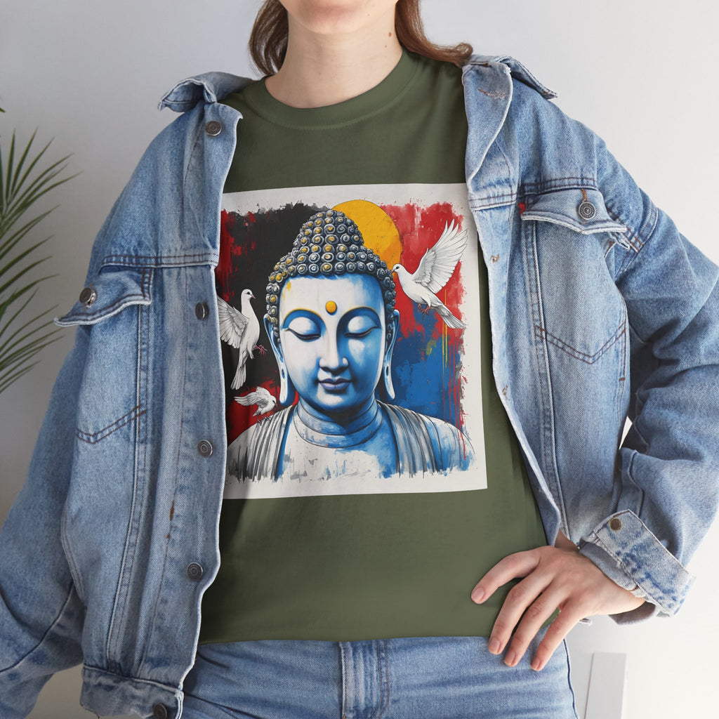 Buddha Peace Tee — Colorful Buddha & Doves Graphic T-Shirt