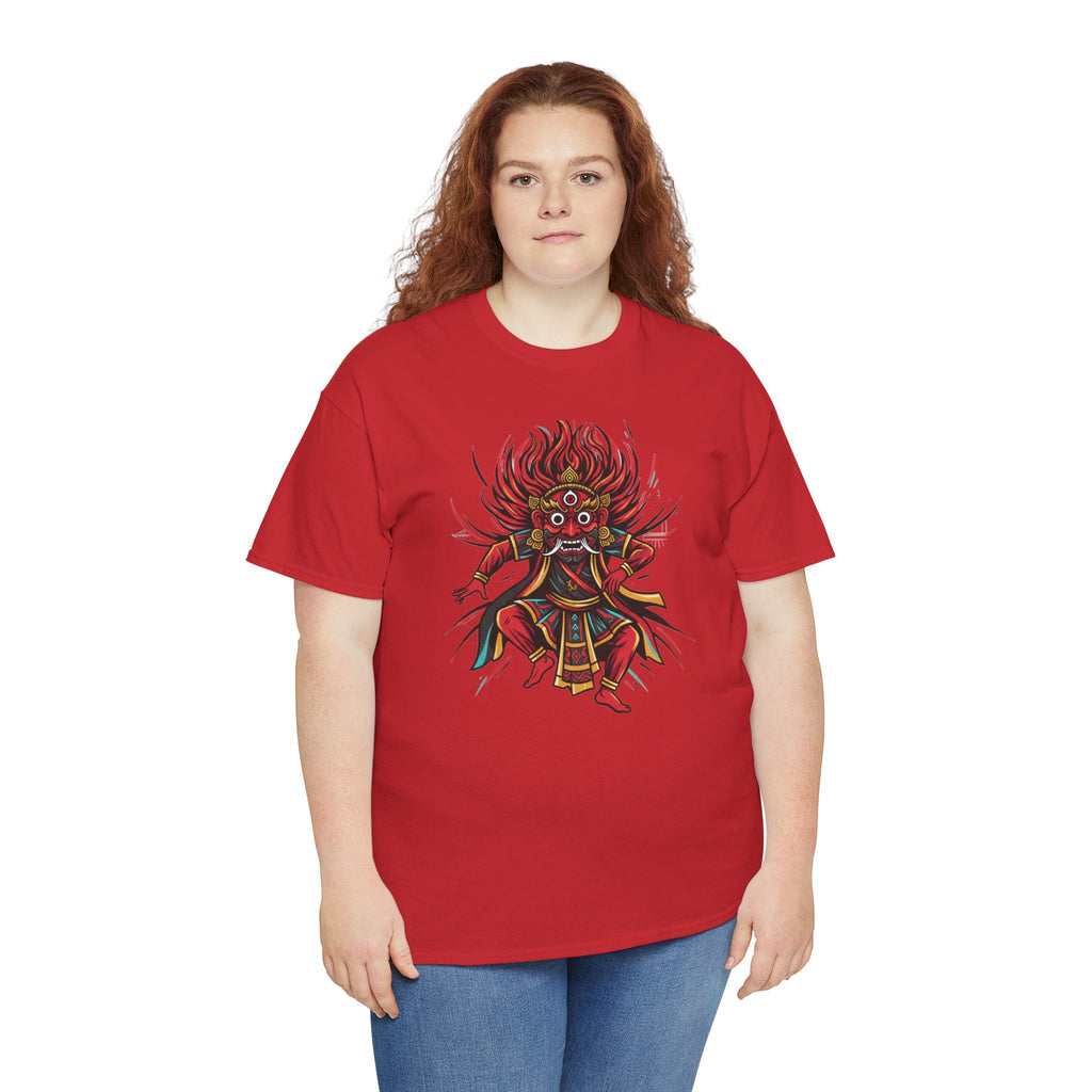T-Shirt — Fierce Red Oni Demon Graphic Tee (Mythic Japanese Mask Design)