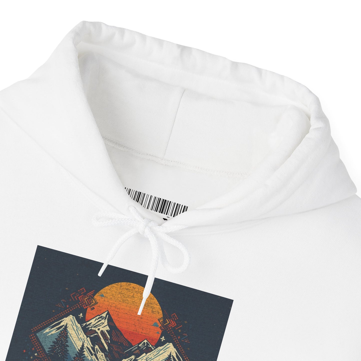 Mountain Sunset Hoodie – Retro Geometric Peaks & Rising Sun Sweatshirt