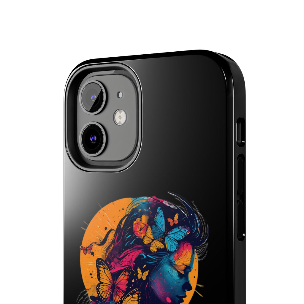 Butterfly Silhouette Tough Phone Case — Colorful Woman Art Protective Cover