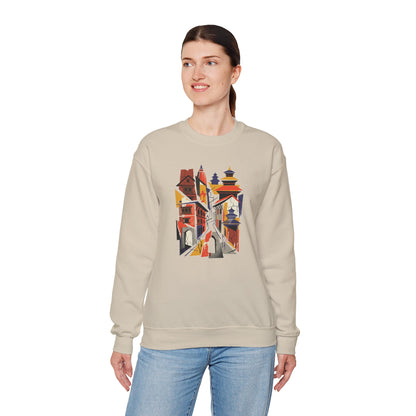 Crewneck Sweatshirt — Abstract Cityscape Graphic (Colorful Architectural Illustration)