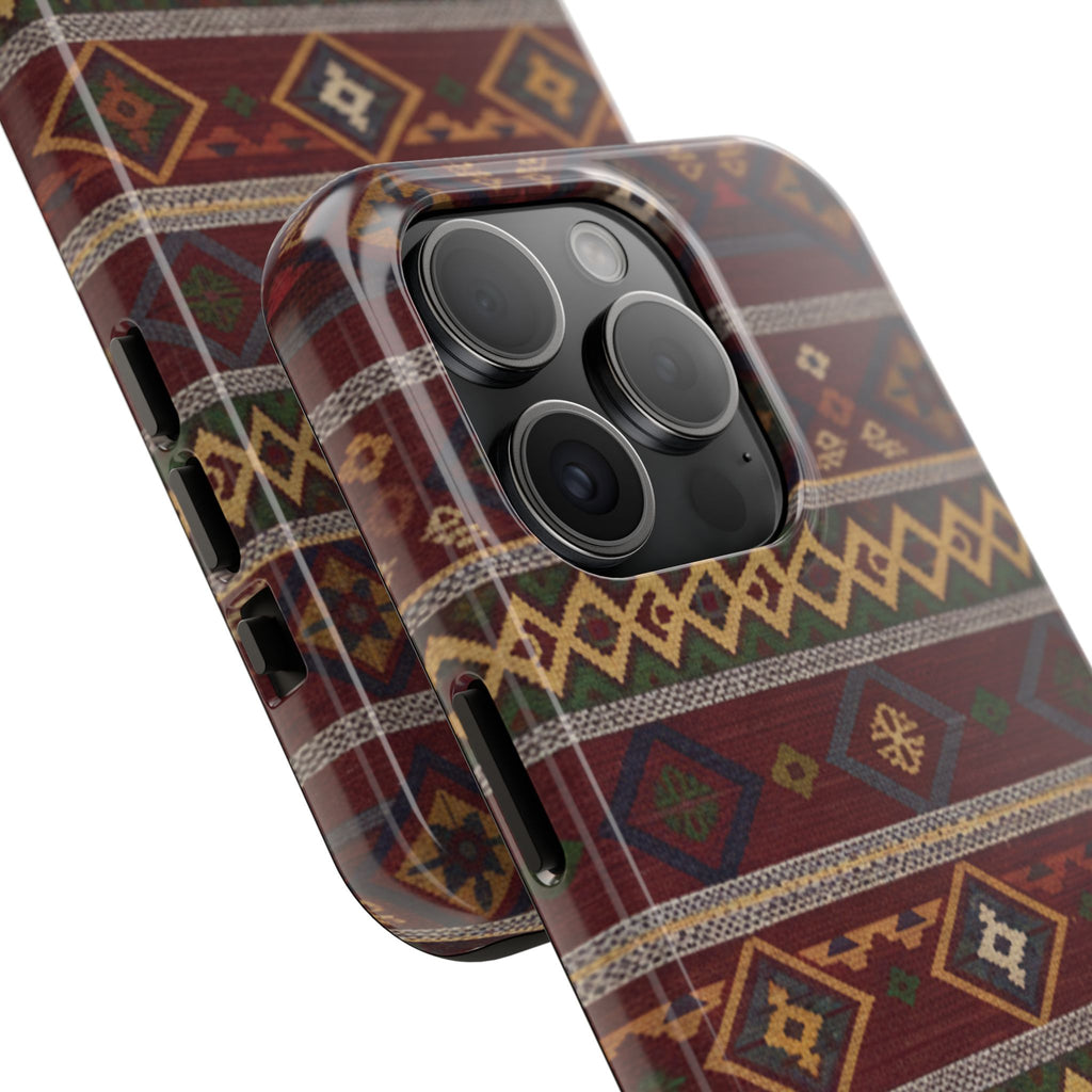 Aztec Pattern Tough Phone Case — Rustic Tribal Protective Cover