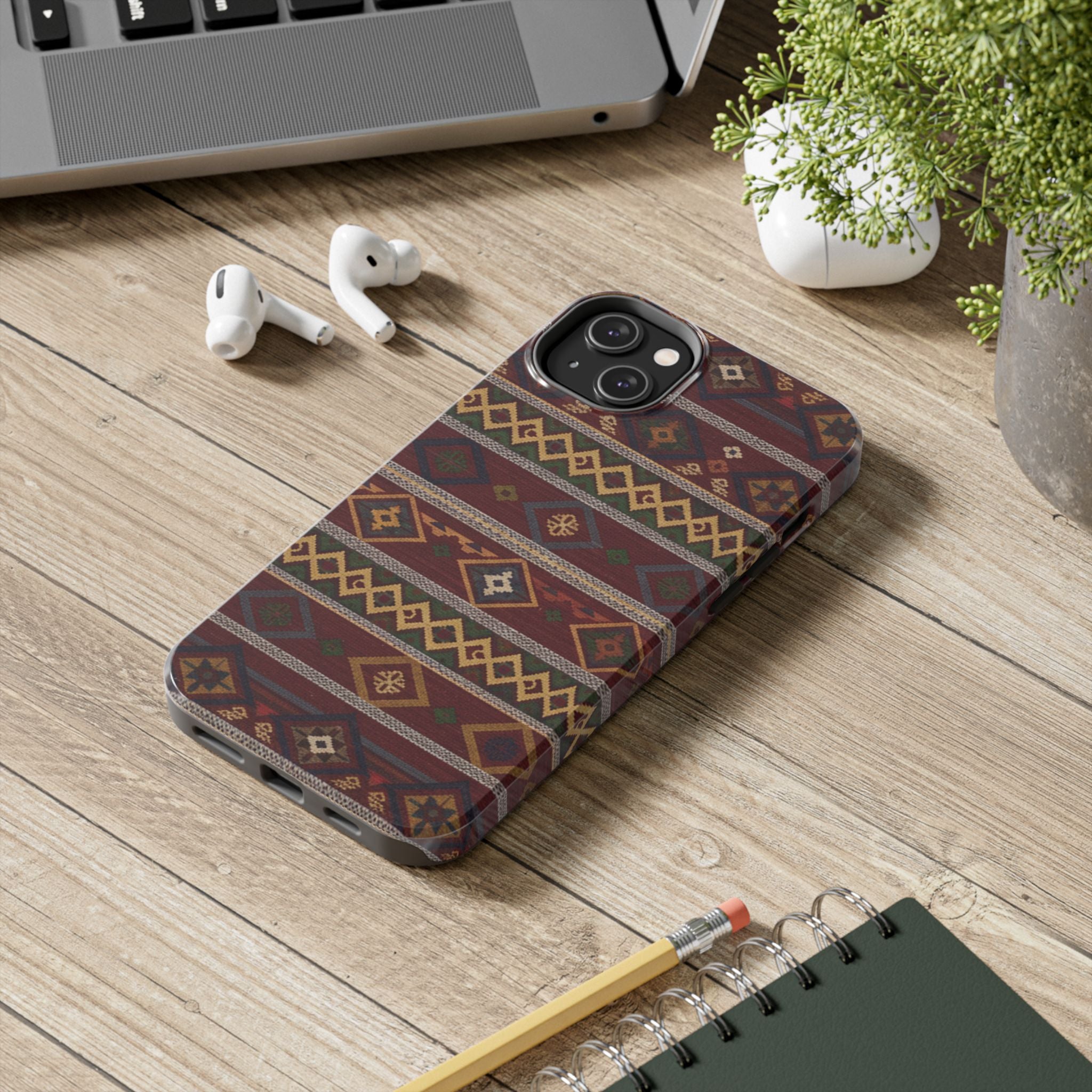 Aztec Pattern Tough Phone Case — Rustic Tribal Protective Cover