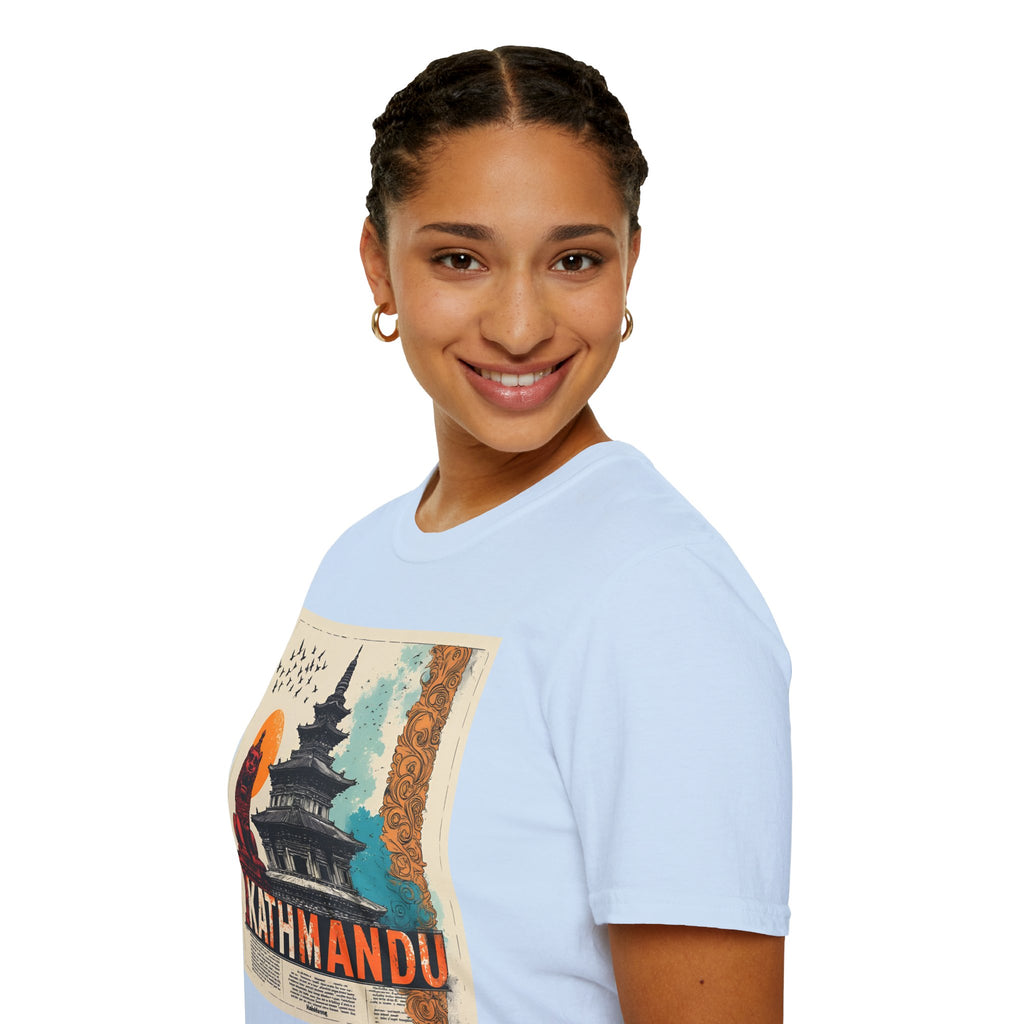 Kathmandu Vintage Travel T-Shirt – Retro Nepal Skyline Graphic Tee, Cultural Tourism Design