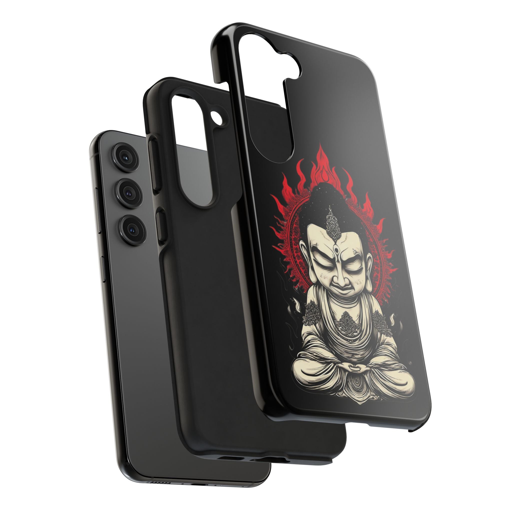 Meditative Buddha Tough Phone Case — Red Flame Zen Protection