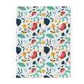 Floral Fleece Blanket — Colorful Retro Flower Pattern Cozy Throw
