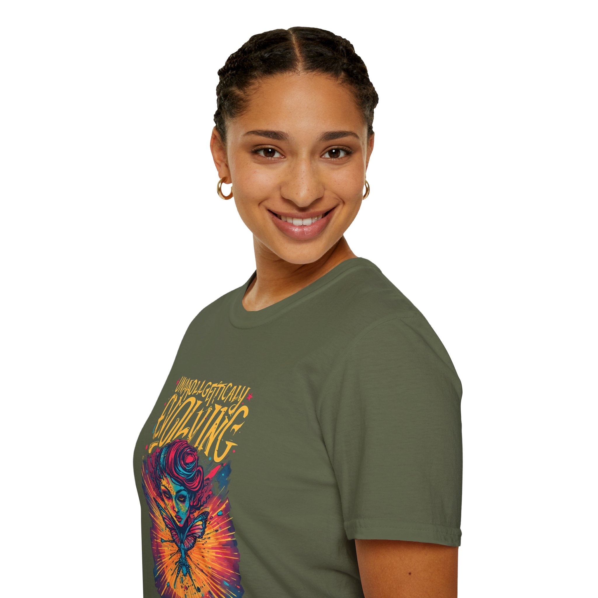 Evolving Butterfly Graphic T-Shirt — "Unapologetically Evolving" Vibrant Psychedelic Tee
