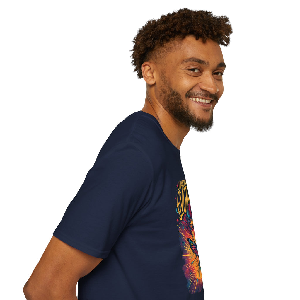 Evolving Butterfly Graphic T-Shirt — "Unapologetically Evolving" Vibrant Psychedelic Tee