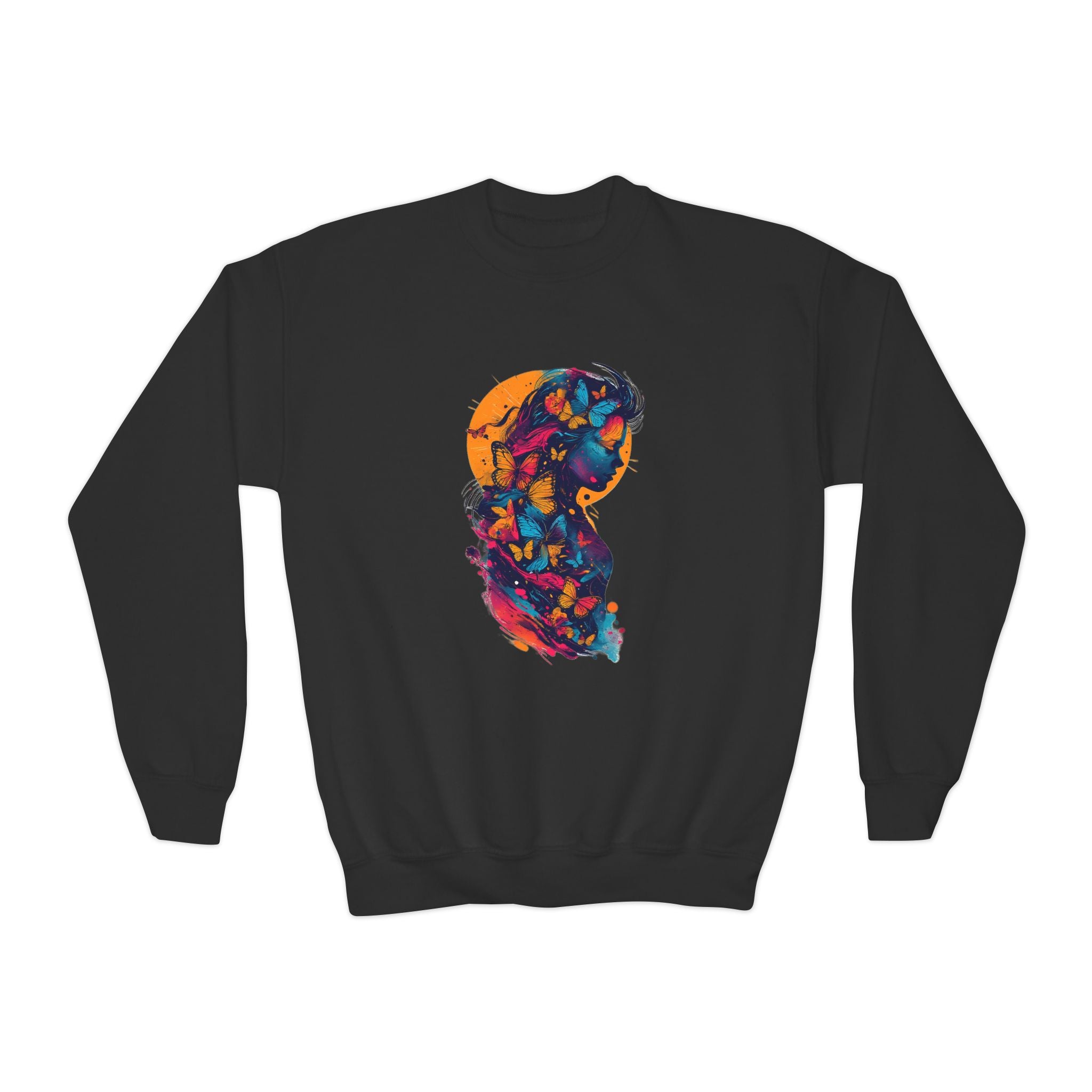 Youth Sweatshirt — Colorful Astronaut Silhouette Crewneck