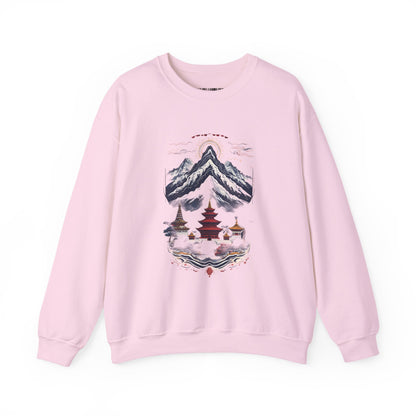 Japanese Mountain Pagoda Crewneck Sweatshirt