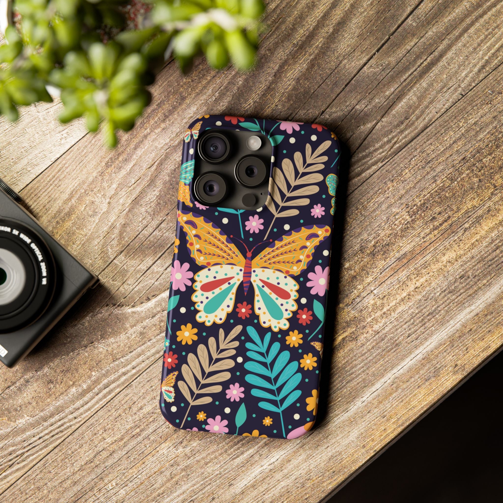 Butterfly Floral Slim Phone Case — Colorful Boho Garden Design