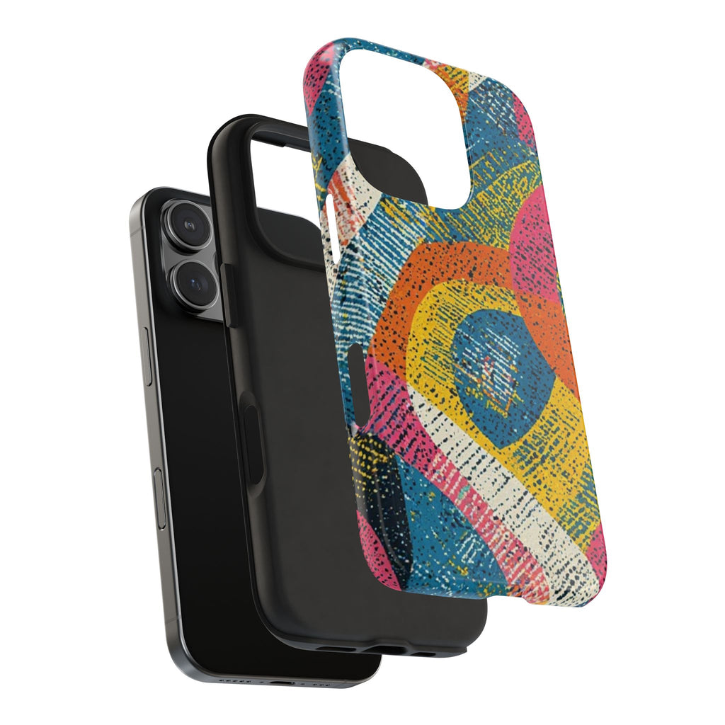 Bold Retro Abstract Tough Phone Case — Colorful Geometric Protective Cover