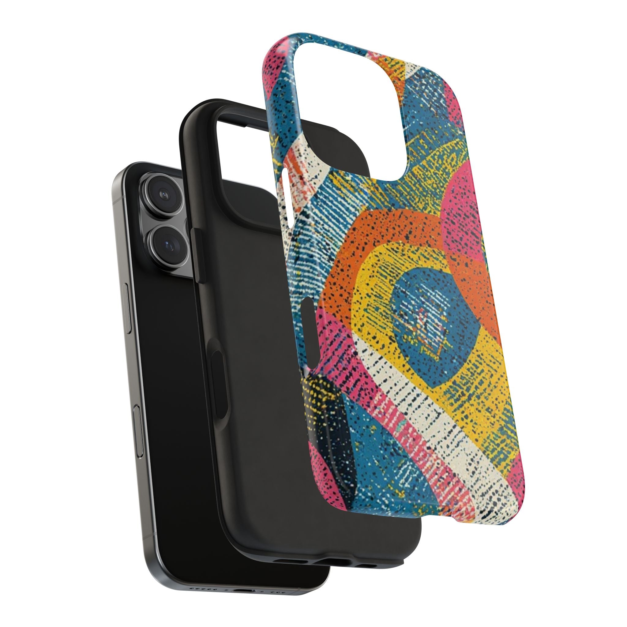 Bold Retro Abstract Tough Phone Case — Colorful Geometric Protective Cover