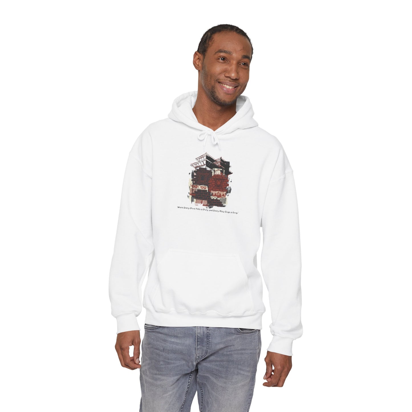 Hoodie — Vintage Urban Industrial Building Graphic Hoodie (Architectural Sketch)