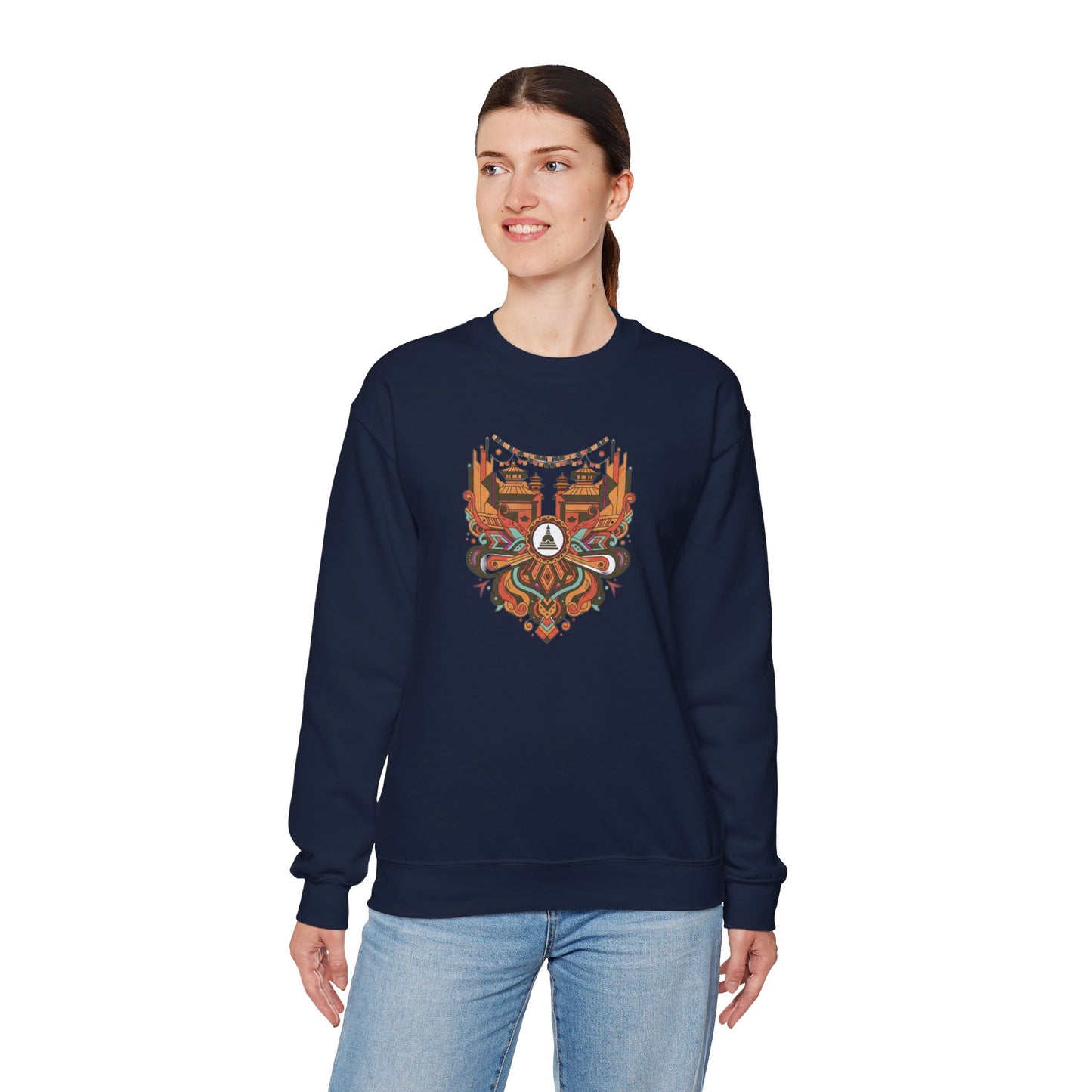 Vintage Tribal Fox Sweatshirt — Geometric Forest Animal Crewneck