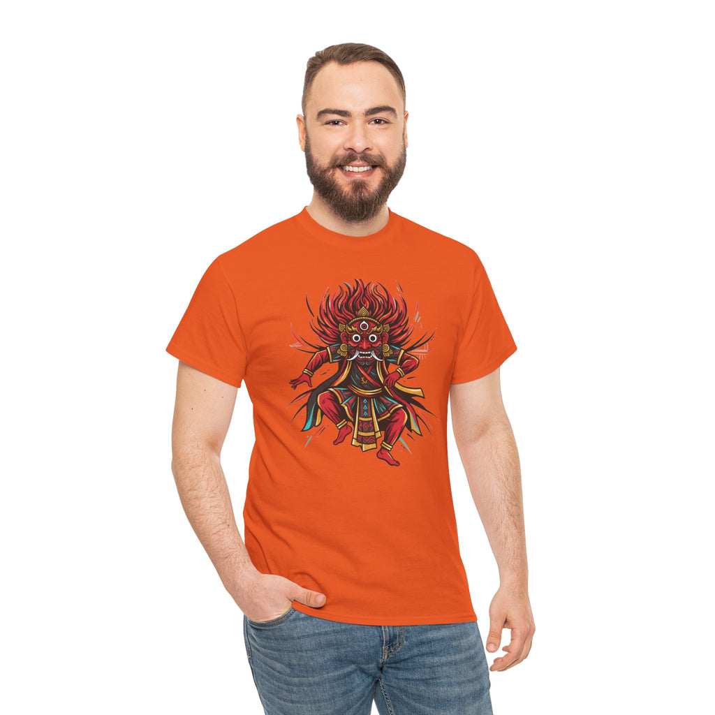 T-Shirt — Fierce Red Oni Demon Graphic Tee (Mythic Japanese Mask Design)
