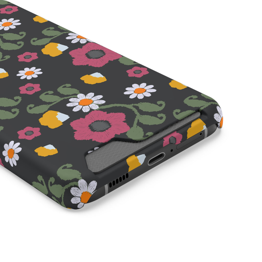 Floral Phone Case with Card Holder, Stylish Smartphone Accessory, Gifts for Her, Trendy Floral Design, Perfect for Spring & Summer