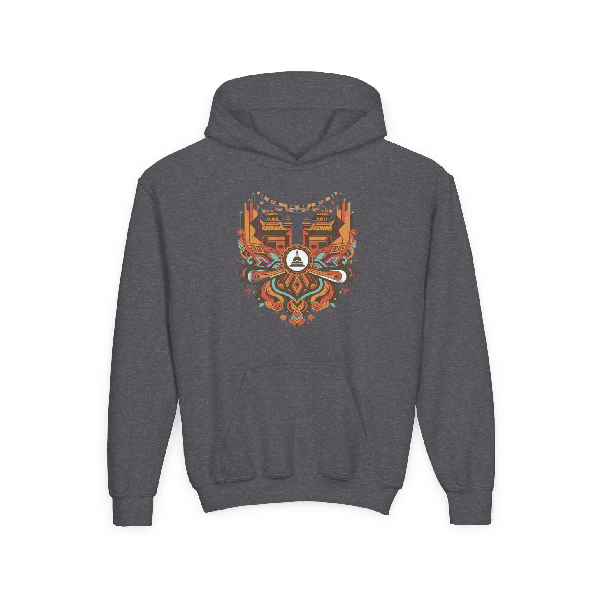 Youth Hoodie — Rustic Peace Mandala Graphic
