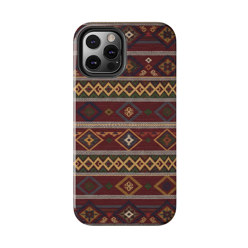 Aztec Pattern Tough Phone Case — Rustic Tribal Protective Cover