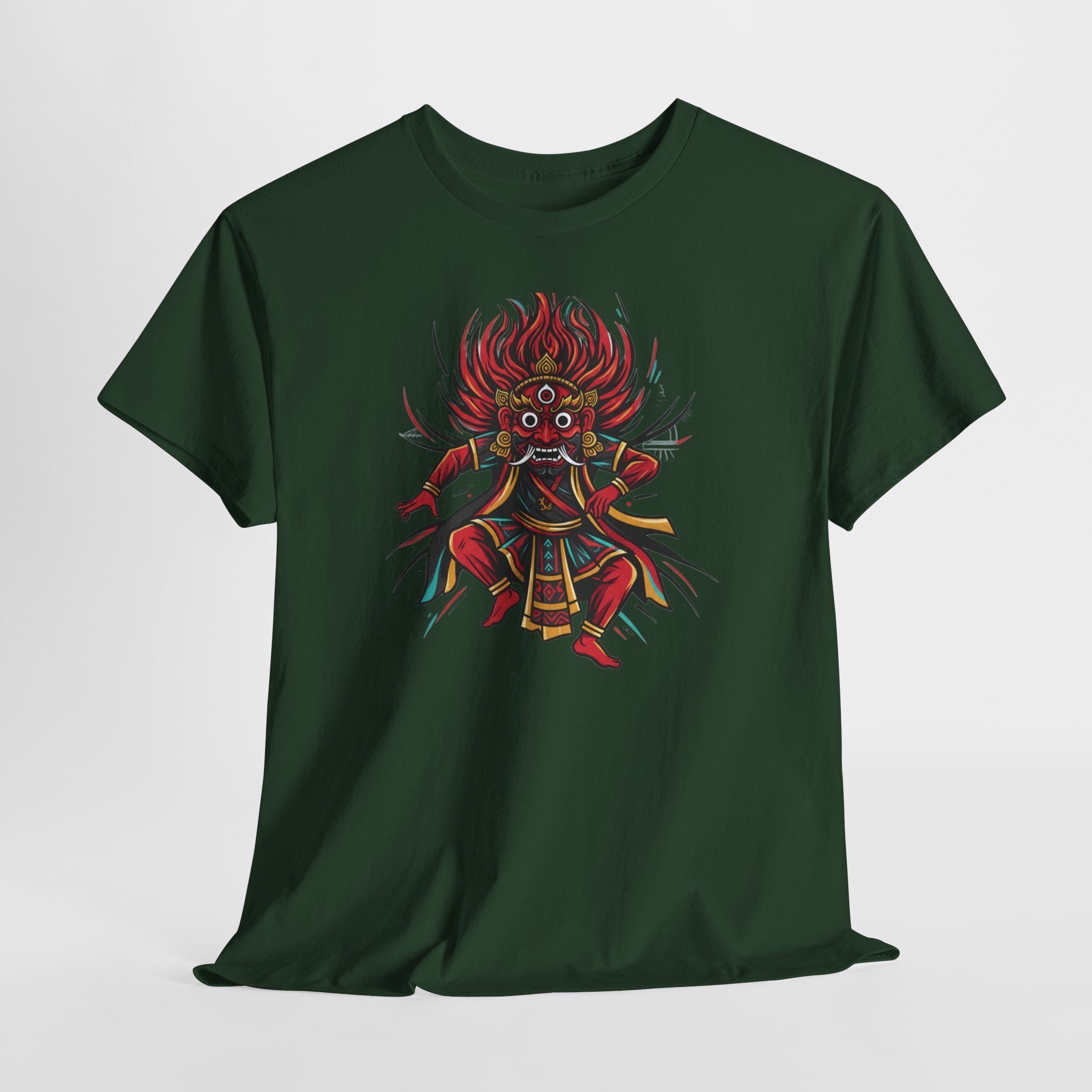 T-Shirt — Fierce Red Oni Demon Graphic Tee (Mythic Japanese Mask Design)