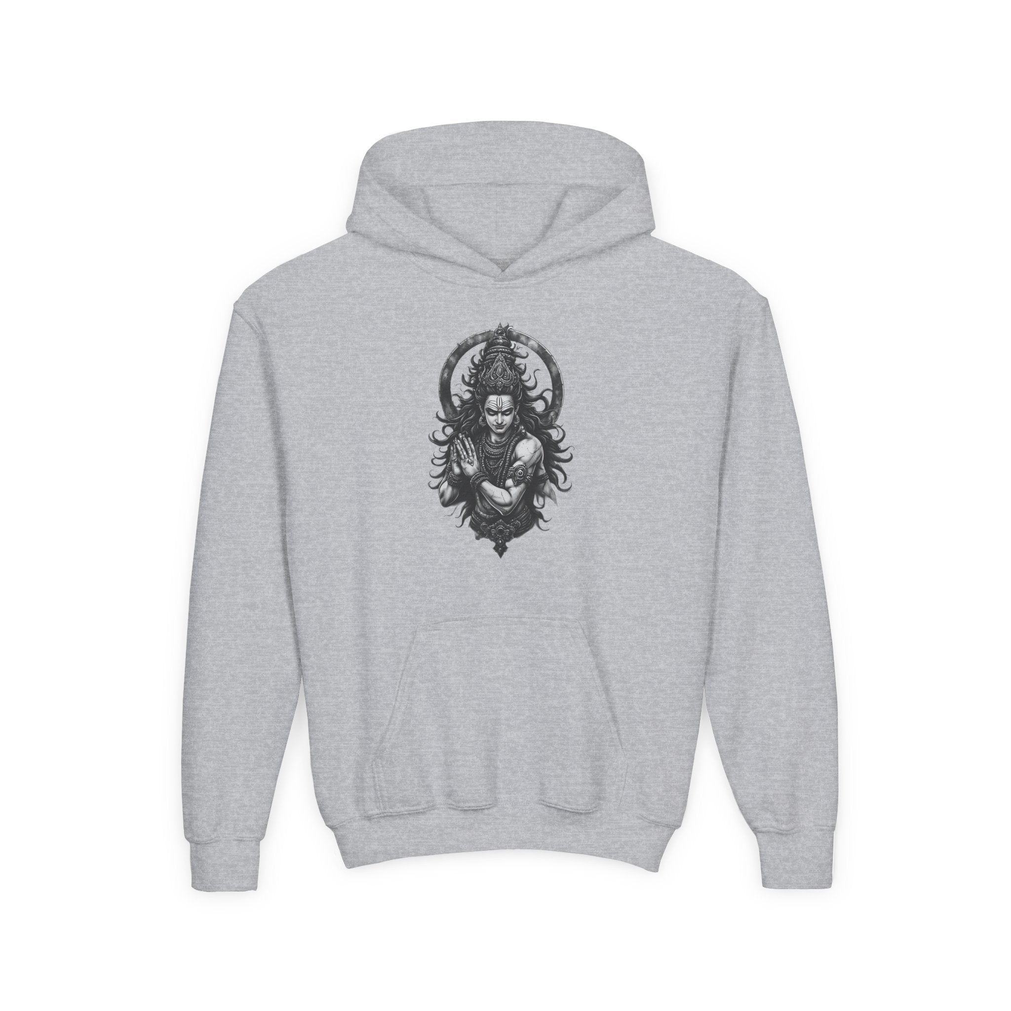 Youth Hoodie with Gothic Goddess Skull Art — Dark Fantasy Graphic Pullover