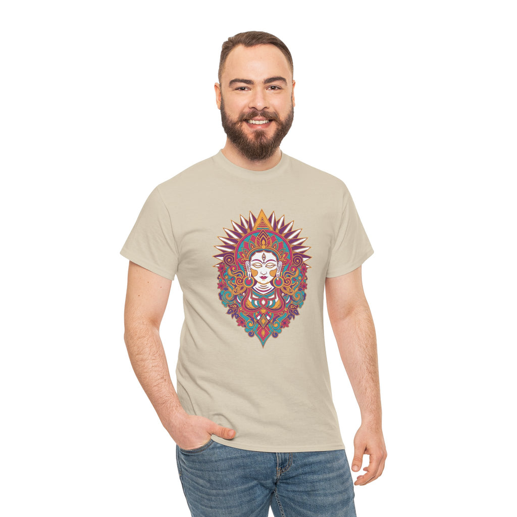Spiritual Goddess Sun Mandala Tee — Colorful Boho Yoga T‑Shirt