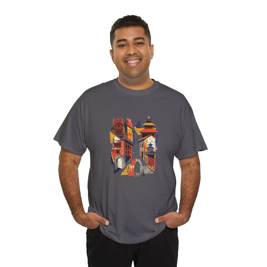 Cityscape Abstract Tee — Colorful Urban Architecture Graphic T‑Shirt